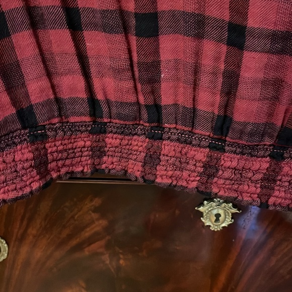 Anthropologie, large Merlot and black plaid blouse, long sleeved - Picture 5 of 7